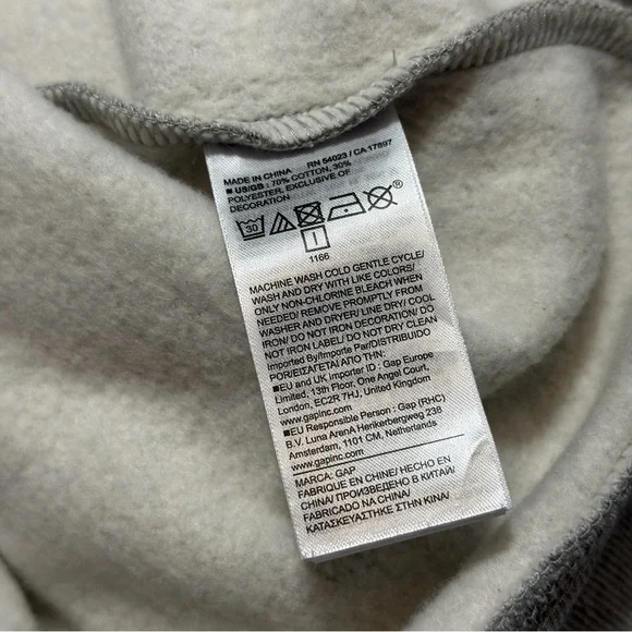 GAP Gray Hooded Sweatshirt with Maroon Stitch Trim - Picture 9 of 12